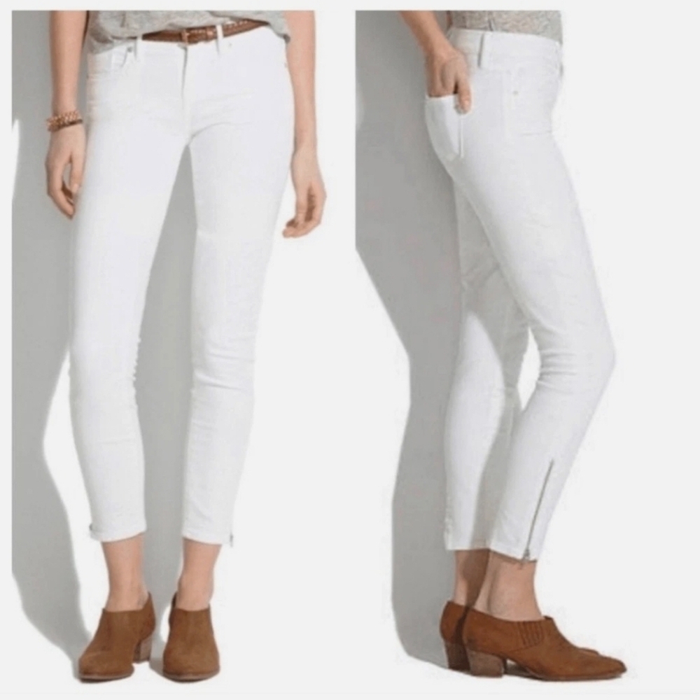 Sz 26 White Madewell Skinny Ankle Jeans Zipper Detail